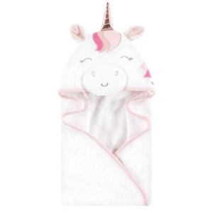image:imageHudson Baby Unisex Baby Cotton Animal Face Hooded Towel Brown Gingham Puppy One SizeRose Unicorn