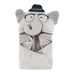 image:imageHudson Baby Unisex Baby Cotton Animal Face Hooded Towel Brown Gingham Puppy One SizeSmart Elephant