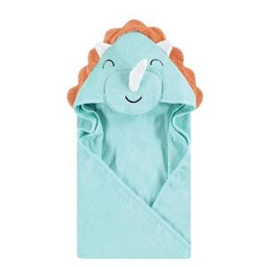 image:imageHudson Baby Unisex Baby Cotton Animal Face Hooded Towel Brown Gingham Puppy One SizeTriceratops