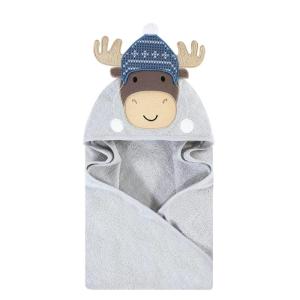 image:imageHudson Baby Unisex Baby Cotton Animal Face Hooded Towel Brown Gingham Puppy One SizeWinter Moose