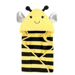 image:imageHudson Baby Unisex Baby Cotton Animal Face Hooded Towel Brown Gingham Puppy One SizeYellow Bee