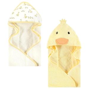 image:imageHudson Baby Unisex Baby Cotton Animal Face Hooded Towel Brown Gingham Puppy One SizeYellow Duck