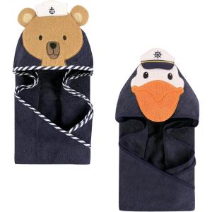 image:imageHudson Baby Unisex Baby Cotton Animal Face Hooded Towel Pretty Elephant 2Piece One SizeSailor Bear Pelican