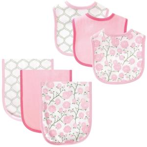 image:imageHudson Baby Unisex Baby Cotton Bib and Burp Cloth Set Princess One SizeFlower