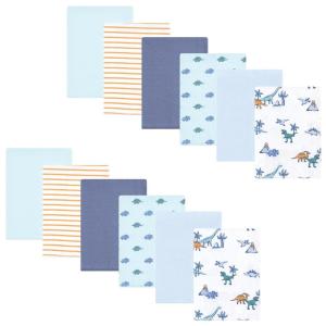 image:imageHudson Baby Unisex Baby Cotton Flannel Burp Cloths 12Pack Bundle Dino Friends One SizePastel Dino