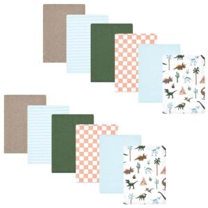 image:imageHudson Baby Unisex Baby Cotton Flannel Burp Cloths 12Pack Bundle Dino Friends One SizeRetro Dinosaur