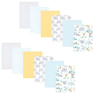 image:imageHudson Baby Unisex Baby Cotton Flannel Burp Cloths 12Pack Bundle Dino Friends One SizeSafari Friends