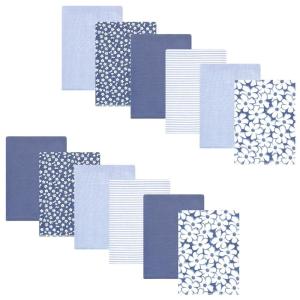 image:imageHudson Baby Unisex Baby Cotton Flannel Burp Cloths 12Pack Bundle Multi Color Boy Elephant One SizeBlue Cosmos