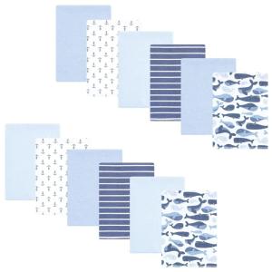 image:imageHudson Baby Unisex Baby Cotton Flannel Burp Cloths 12Pack Bundle Multi Color Boy Elephant One SizeCute Whales