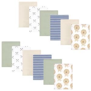 image:imageHudson Baby Unisex Baby Cotton Flannel Burp Cloths 12Pack Bundle Multi Color Boy Elephant One SizeModern Lion