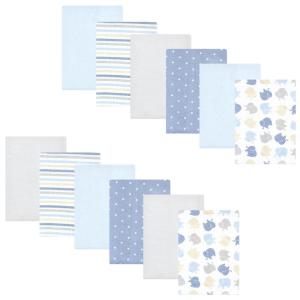 image:imageHudson Baby Unisex Baby Cotton Flannel Burp Cloths 12Pack Bundle Multi Color Boy Elephant One SizeMulti Color Boy Elephant