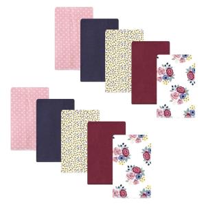 image:imageHudson Baby Unisex Baby Cotton Flannel Burp Cloths Bee One SizeBlush Navy Floral 10pack