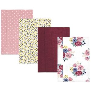 image:imageHudson Baby Unisex Baby Cotton Flannel Burp Cloths Bee One SizeBlush Navy Floral 4pack