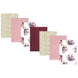 image:imageHudson Baby Unisex Baby Cotton Flannel Burp Cloths Bee One SizeBlush Navy Floral 7pack