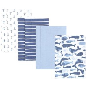 image:imageHudson Baby Unisex Baby Cotton Flannel Burp Cloths Bee One SizeCute Whales 4pack