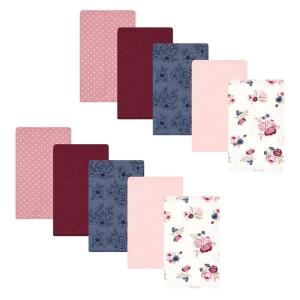 image:imageHudson Baby Unisex Baby Cotton Flannel Burp Cloths Bee One SizeDusty Rose Floral 10pack