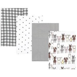 image:imageHudson Baby Unisex Baby Cotton Flannel Burp Cloths Bee One SizeFarm Friends Grey 4pack
