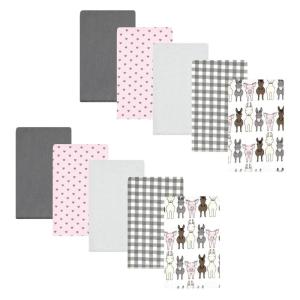image:imageHudson Baby Unisex Baby Cotton Flannel Burp Cloths Bee One SizeFarm Friends Pink 10pack