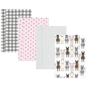 image:imageHudson Baby Unisex Baby Cotton Flannel Burp Cloths Bee One SizeFarm Friends Pink 4pack