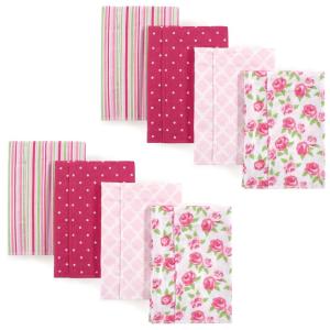 image:imageHudson Baby Unisex Baby Cotton Flannel Burp Cloths Bee One SizeFloral Stripes 8pack