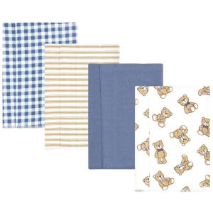 image:imageHudson Baby Unisex Baby Cotton Flannel Burp Cloths Bee One SizeGentleman Bear 4 Pack