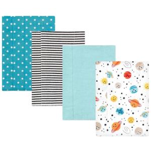 image:imageHudson Baby Unisex Baby Cotton Flannel Burp Cloths Bee One SizeHappy Planets 4 Pack