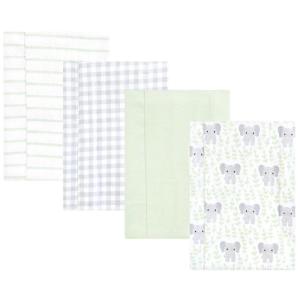 image:imageHudson Baby Unisex Baby Cotton Flannel Burp Cloths Bee One SizeLeafy Elephant 4pack