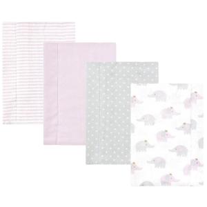 image:imageHudson Baby Unisex Baby Cotton Flannel Burp Cloths Bee One SizeLilac Elephants 4 Pack