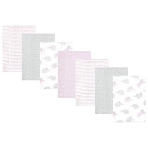 image:imageHudson Baby Unisex Baby Cotton Flannel Burp Cloths Bee One SizeLilac Elephants 7 Pack