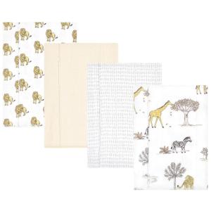 image:imageHudson Baby Unisex Baby Cotton Flannel Burp Cloths Bee One SizeNeutral Safari World 4pack