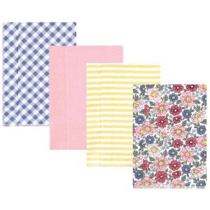 image:imageHudson Baby Unisex Baby Cotton Flannel Burp Cloths Bee One SizePink Blue Pretty Floral 4 Pack