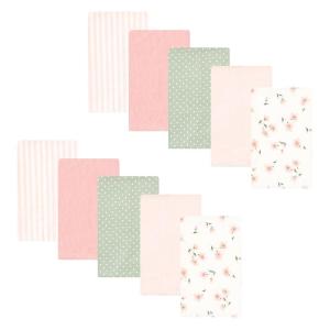 image:imageHudson Baby Unisex Baby Cotton Flannel Burp Cloths Bee One SizePink Dainty Floral 10 Pack