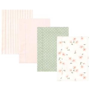 image:imageHudson Baby Unisex Baby Cotton Flannel Burp Cloths Bee One SizePink Dainty Floral 4 Pack