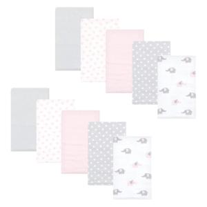 image:imageHudson Baby Unisex Baby Cotton Flannel Burp Cloths Bee One SizePink Gray Elephant