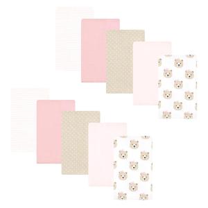 image:imageHudson Baby Unisex Baby Cotton Flannel Burp Cloths Bee One SizePink Taupe Bear 10 Pack