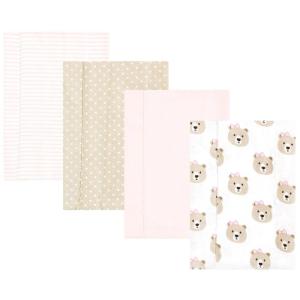 image:imageHudson Baby Unisex Baby Cotton Flannel Burp Cloths Bee One SizePink Taupe Bear 4 Pack