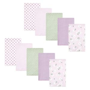 image:imageHudson Baby Unisex Baby Cotton Flannel Burp Cloths Bee One SizePurple Dainty Floral 10 Pack