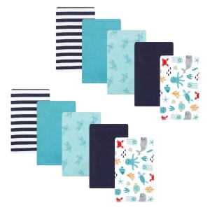 image:imageHudson Baby Unisex Baby Cotton Flannel Burp Cloths Bee One SizeSea Characters