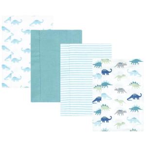 image:imageHudson Baby Unisex Baby Cotton Flannel Burp Cloths Bee One SizeSoft Teal Dino 4 Pack