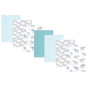 image:imageHudson Baby Unisex Baby Cotton Flannel Burp Cloths Bee One SizeTeal Elephant 7 Pack
