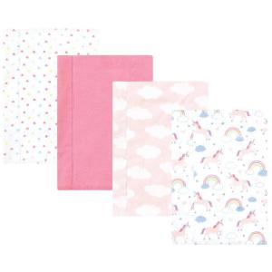 image:imageHudson Baby Unisex Baby Cotton Flannel Burp Cloths Bee One SizeUnicorns Rainbows 4 Pack