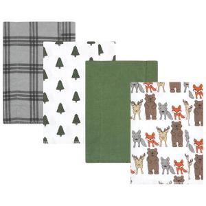 image:imageHudson Baby Unisex Baby Cotton Flannel Burp Cloths Bee One SizeWild Forest 4pack