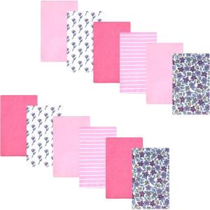 image:imageHudson Baby Unisex Baby Cotton Flannel Burp Cloths BundleBegonia Pink Floral