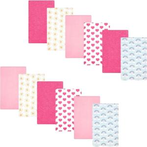 image:imageHudson Baby Unisex Baby Cotton Flannel Burp Cloths BundleCloudy Rainbow