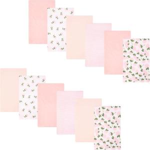 image:imageHudson Baby Unisex Baby Cotton Flannel Burp Cloths BundlePink Peony