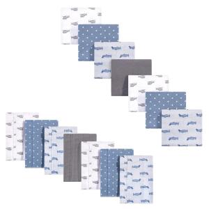 image:imageHudson Baby Unisex Baby Cotton Flannel Burp Cloths and Receiving Blankets 14Piece Duck One SizeAirplanes Helicopters
