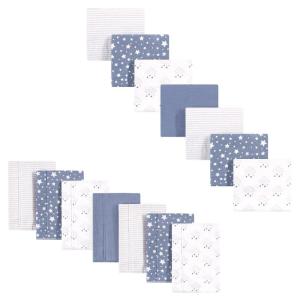 image:imageHudson Baby Unisex Baby Cotton Flannel Burp Cloths and Receiving Blankets 14Piece Duck One SizeCloud Mobile Blue