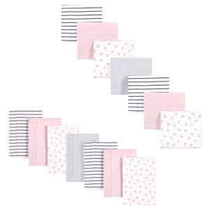 image:imageHudson Baby Unisex Baby Cotton Flannel Burp Cloths and Receiving Blankets 14Piece Duck One SizeGray Pink Floral