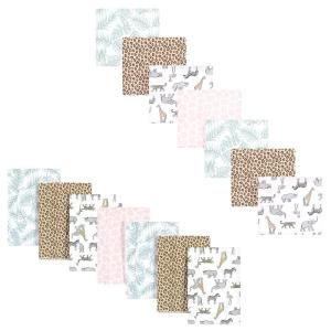 image:imageHudson Baby Unisex Baby Cotton Flannel Burp Cloths and Receiving Blankets 14Piece Duck One SizeModern Pink Safari