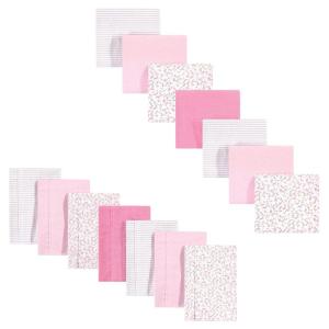 image:imageHudson Baby Unisex Baby Cotton Flannel Burp Cloths and Receiving Blankets 14Piece Duck One SizePink Peony
